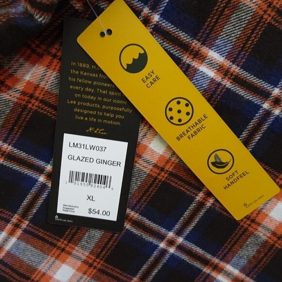 Lee Flannel Shirt Men's Size XL Snap Close Plaid - Picture 5 of 5